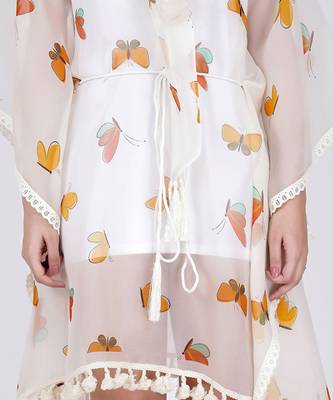 Yellow And Green Butterfly Mid Length Kaftan 4