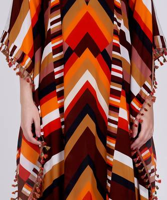 Brown And Orange Striped Mid Length Kaftan 4