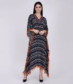Midnight Blue Aztec Mid Length Kaftan