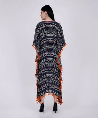 Midnight Blue Aztec Mid Length Kaftan 4