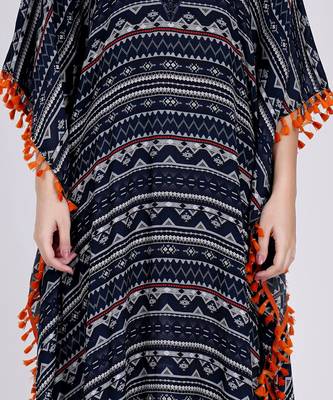 Midnight Blue Aztec Mid Length Kaftan 5