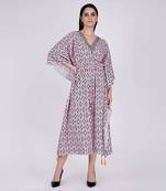 Candy Pink Moroccan Print Mid Length Kaftan