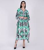 Green Ikat Print Mid Length Kaftan