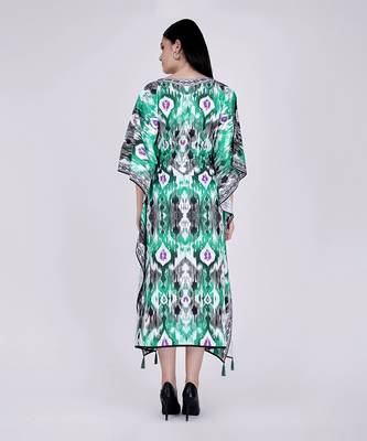 Green Ikat Print Mid Length Kaftan 3
