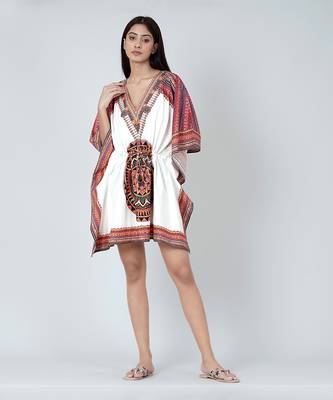 White And Red Tribal Kaftan Top 3