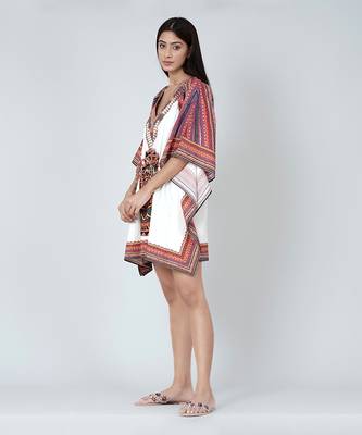 White And Red Tribal Kaftan Top 4