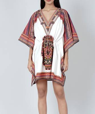 White And Red Tribal Kaftan Top 6