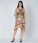 Orange Geometric Kaftan Tunic