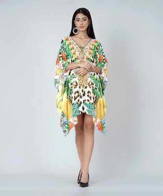 Multicoloured Animal And Fruit Print Kaftan Tunic 1