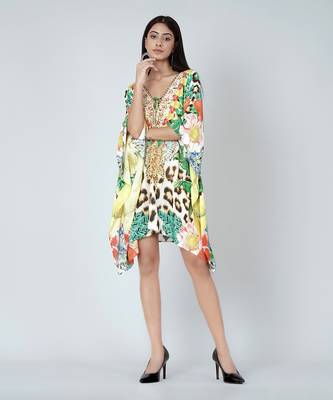 Multicoloured Animal And Fruit Print Kaftan Tunic 2