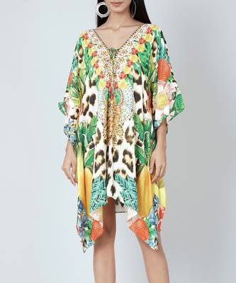 Multicoloured Animal And Fruit Print Kaftan Tunic 5
