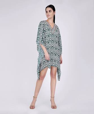 Green Zebra Print Kaftan Tunic 1