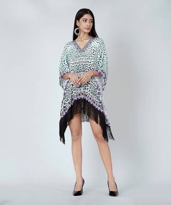 Teal Green Animal Print Kaftan Tunic 2