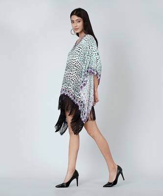 Teal Green Animal Print Kaftan Tunic 4