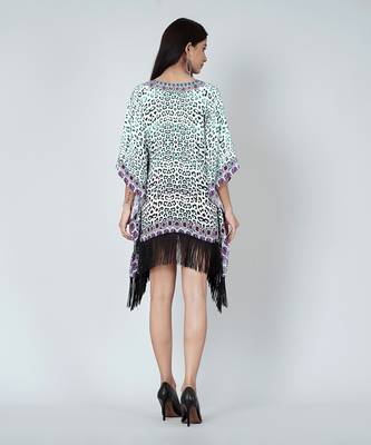 Teal Green Animal Print Kaftan Tunic 5