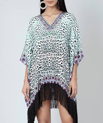 Teal Green Animal Print Kaftan Tunic 6