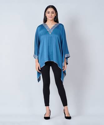 Blue Embellished Kaftan Top 1