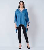 Blue Embellished Kaftan Top