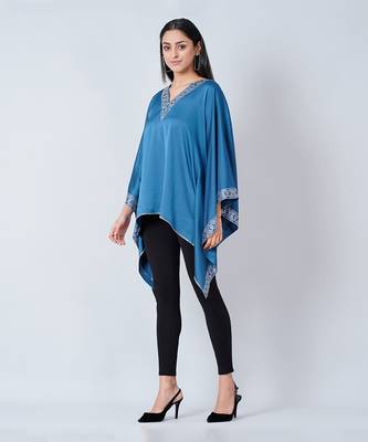 Blue Embellished Kaftan Top 2