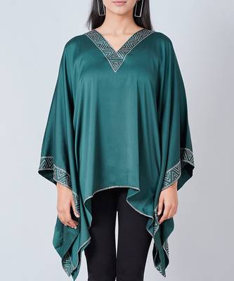 Dark Green Embellished Kaftan Top 4