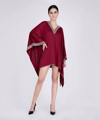 Maroon Embellished Kaftan Top 1