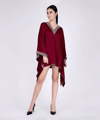 Maroon Embellished Kaftan Top 2