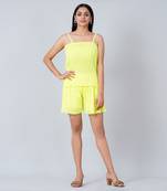 Neon Green Camisole And Pleated Shorts Set