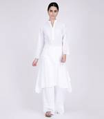 White Cotton Shirt Dress With Embroidered Pants Set
