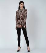 Brown And White Geometric Frill Shirt