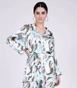 Aqua Abstract Camouflage Printed Shirt