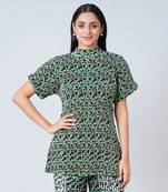 Green Animal Print Top