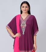 Wine Silk Embellished Tunic