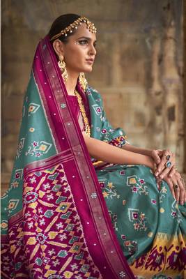 Blue Woven Silk Blend Blend Saree With Blouse 2