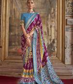 Magenta Woven Silk Blend Blend Saree With Blouse