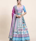 Multi Colour Embroidered Silk Traditional Lehnga Choli with Blouse Free Size