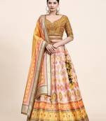 Multi Colour Embroidered Silk Traditional Lehnga Choli with Blouse Free Size