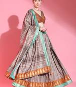 Multi Colour Embroidered Silk Traditional Lehnga Choli with Blouse Free Size