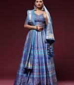 Multi Colour Embroidered Silk Traditional Lehnga Choli with Blouse Free Size