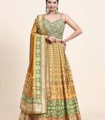 Multi Colour Embroidered Silk Traditional Lehnga Choli with Blouse Free Size