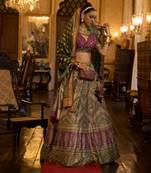 SHADED BROWN WITH TUSSER Embroidered Silk Traditional Lehnga Choli with Blouse Free Size