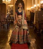 Multi Colour Embroidered Silk Traditional Lehnga Choli with Blouse Free Size
