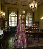 BLUSH RUST WITH EMERALD TONE Embroidered Silk Traditional Lehnga Choli with Blouse Free Size