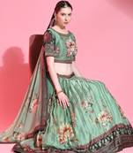 Multi Colour Embroidered Silk Traditional Lehnga Choli with Blouse Free Size
