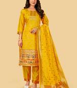 Yellow zari banarasi silk salwar