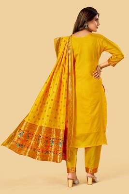 Yellow zari banarasi silk salwar 2