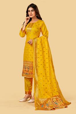 Yellow zari banarasi silk salwar 3