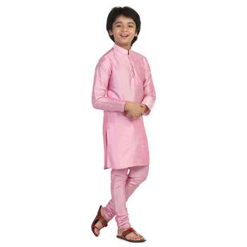 Pink plain dupion boys-kurta-pyjama 2