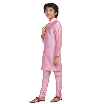 Pink plain dupion boys-kurta-pyjama 3