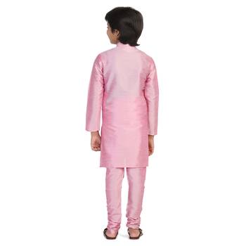 Pink plain dupion boys-kurta-pyjama 4