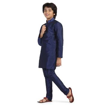 Blue plain dupion boys-kurta-pyjama 2